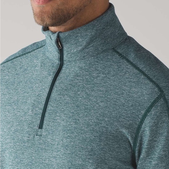 Lululemon Surge Warm 1/2 Zip Silver Heathered Defender Pullover Green Mens XL - Picture 3 of 8